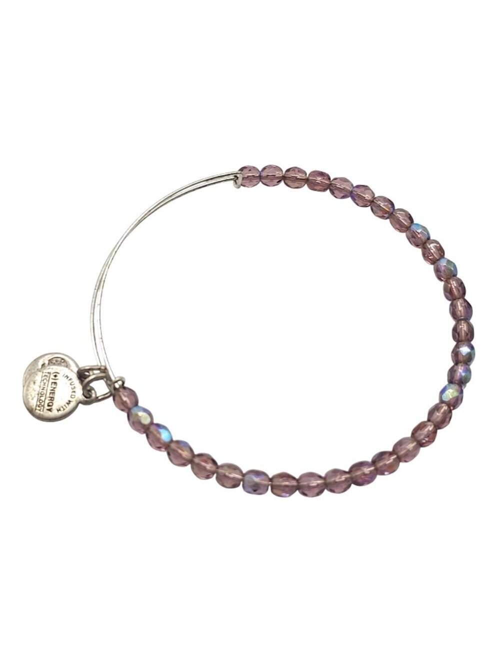 Alex & Ani Amethyst Rock Candy Beaded Bangle Bracelet Purple Faceted Beads Charm